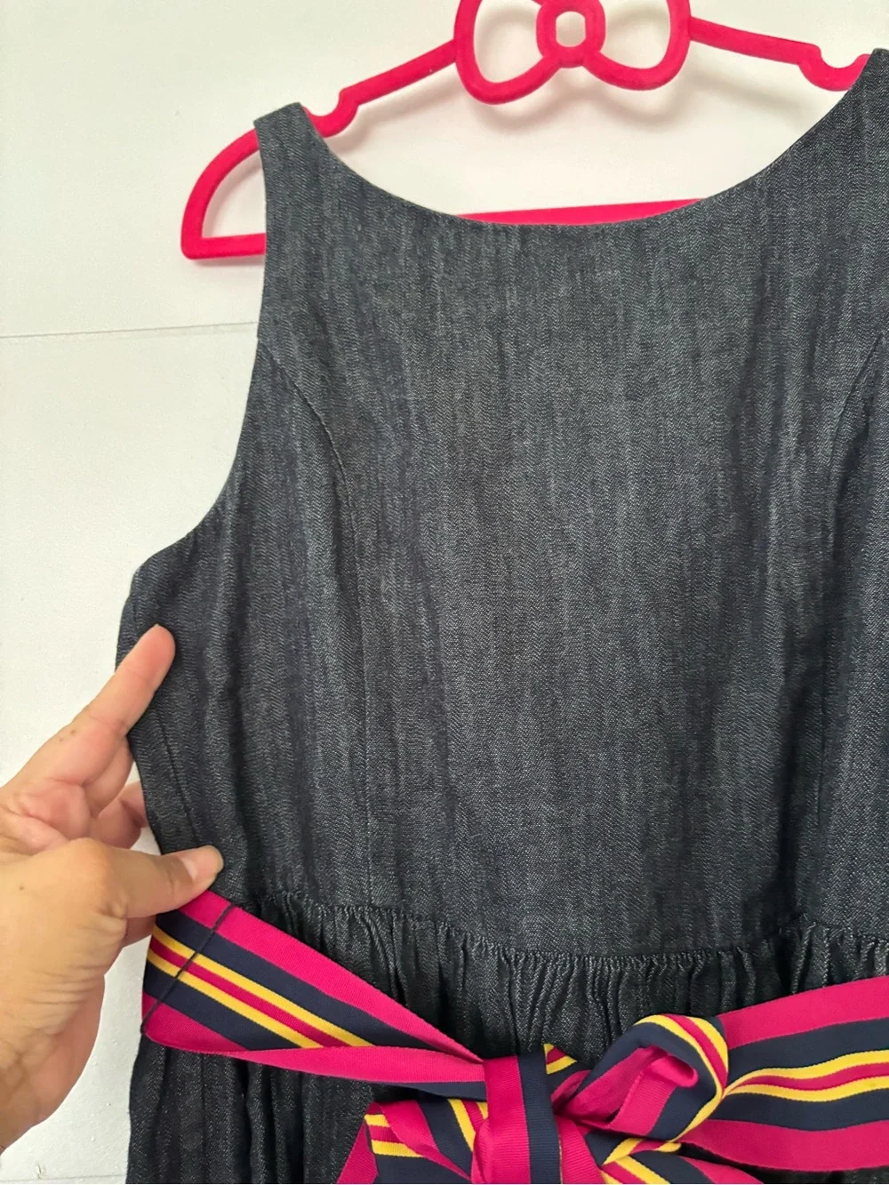Girls Ralph Lauren kids Sleeveless Button-back dress with colored Stripe Belt